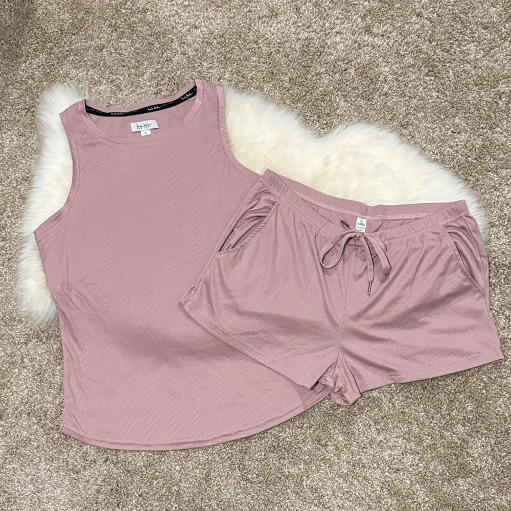 Nicole Miller Pajama Ribbed Tank & Short Sleep Set Dusty Rose Size S - Picture 1 of 7